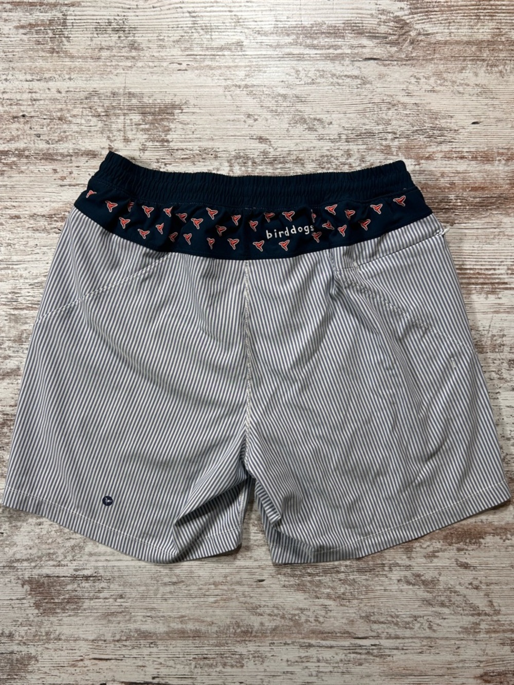 Men’s Birddogs 3 in 1 gym shorts blue and white stripes birds size large classic